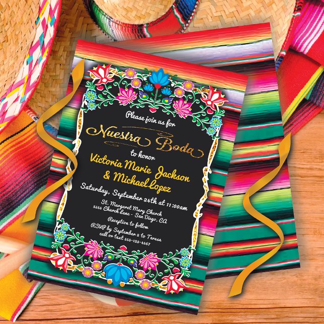 Invitación Purpurina de oro de Nuestra Boda Fiesta Fiesta Mex (Subido por el creador)