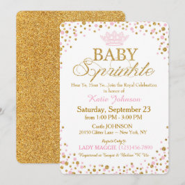 Invitación Purpurina de oro de Princesa Sprinkle Baby Shower