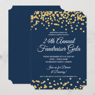 Invitación Purpurina de Oro de Recaudación de Fondos Corporat