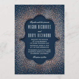 Invitación Purpurina de oro de Rosa de época Boda de la Marin