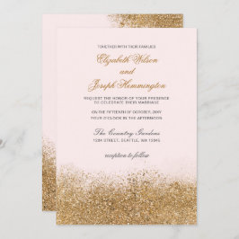 Invitación Purpurina de oro de Rubor Sparkle Elegant Wedding
