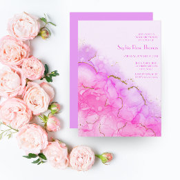 Invitación Purpurina de oro de tinta de alcohol de lujo elega