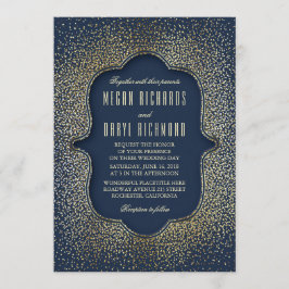 Invitación Purpurina de Oro de Vintage Boda de la Marina Conf