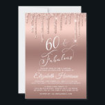Invitación Purpurina de oro del 60 aniversario virtual del pa<br><div class="desc">Elegante y moda 60 invitación virtual de fiesta de cumpleaños que incluye "60 & Fabulous" en un guión elegante con un subió fondo de oro,  con rosas purpurinas de imitación de oro goteando desde arriba. Puede agregar fácilmente los detalles del fiesta en línea.</div>