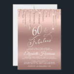 Invitación Purpurina de oro del 60 aniversario virtual del pa<br><div class="desc">Elegante y moda 60 invitación virtual de fiesta de cumpleaños que incluye "60 & Fabulous" en un guión elegante con un subió fondo de oro,  con rosas purpurinas de imitación de oro goteando desde arriba. Puede agregar fácilmente los detalles del fiesta en línea.</div>