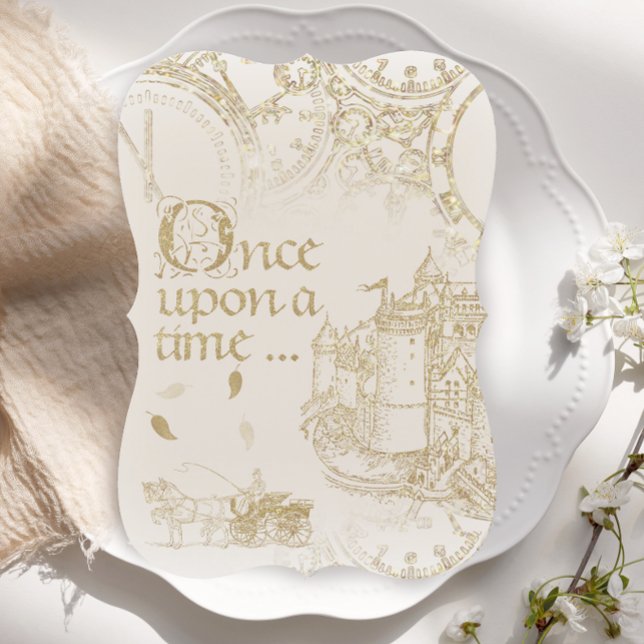 Invitación Purpurina de oro del castillo del tema del comerci (Subido por el creador)