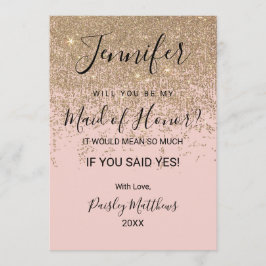 Invitación Purpurina de oro despierta honra a doncella rosa d