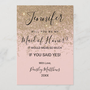 Invitación Purpurina de oro despierta honra a doncella rosa d