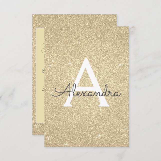 Invitación Purpurina de oro dulce 16 Guardar la fecha (Anverso / Reverso)