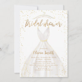 Invitación Purpurina de oro elegante vestido de novia ducha d