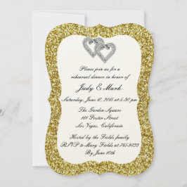 Invitación Purpurina de oro Ensayo de corazón de diamantes Ce