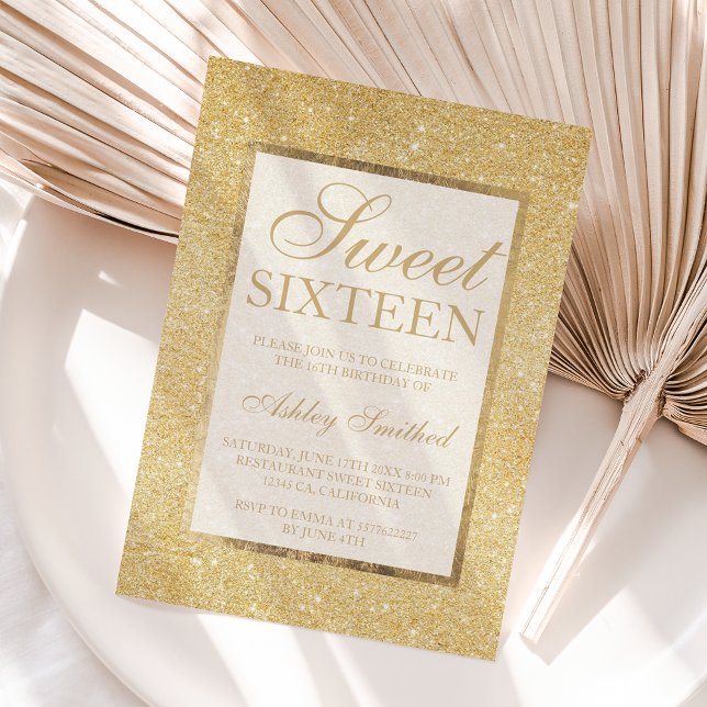 Invitación Purpurina de oro falso moda elegante moderna Sweet (Subido por el creador)