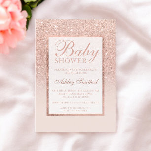 Invitación Purpurina de oro falso rosa moda elegante Bebé duc