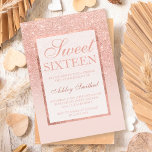 Invitación Purpurina de oro falso rosa moda elegante Sweet 16<br><div class="desc">Moda moderna, bonito y elegante rosa de oro purpurina ducha oscura con un color rosa pastel bloque de color rosa pastel Invitación a una fiesta de 16 años dulce con un patrón rojo oscuro subió en un fondo rosa con y un marco dorado elegante Perfecto para una princesa Dulce dieciséis,...</div>