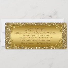 Invitación Purpurina de oro Fiesta de boletos de oro