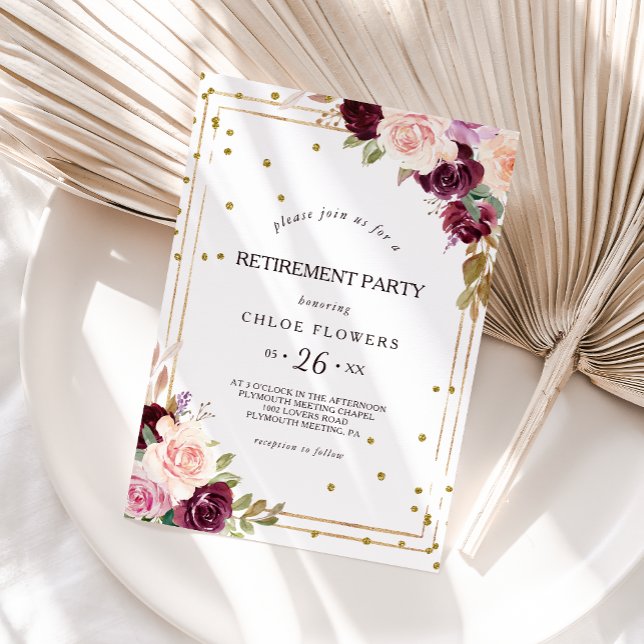 Invitación Purpurina de oro Fiesta de Jubilación Geométrica d (Subido por el creador)
