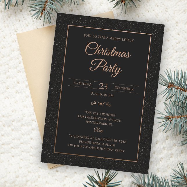 Invitación Purpurina de oro Fiesta de Navidades negros modern (Subido por el creador)
