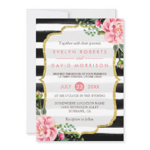 Purpurina de oro Floral Black Stripes Boda