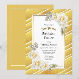 Invitación Purpurina de oro Floral Surprise