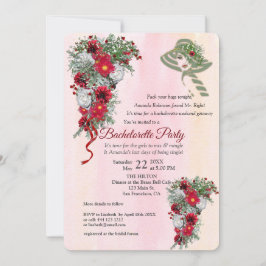 Invitación Purpurina de oro geométrico Burgundy Bachelorette 