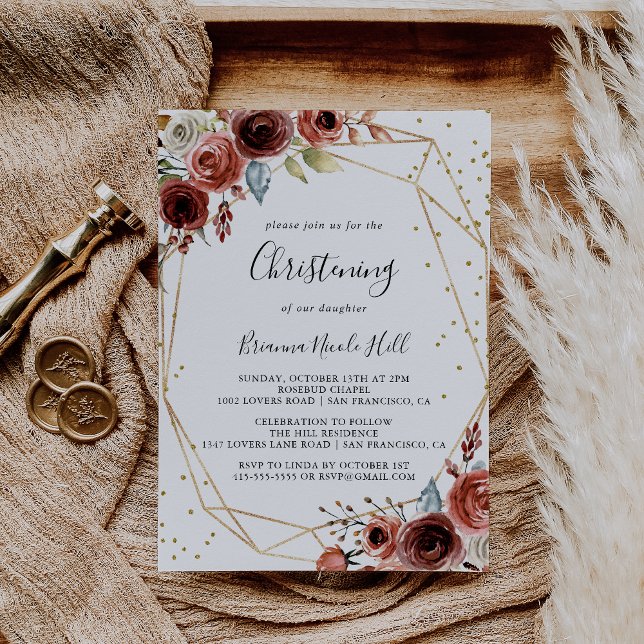 Invitación Purpurina de oro geométrico primavera cristiana fl (Subido por el creador)