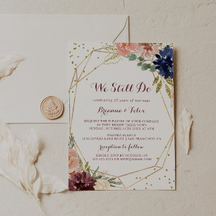 Invitación Purpurina de oro geométrico que aún prometemos ren