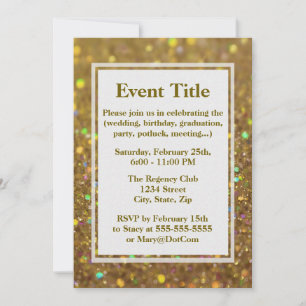 Invitación Purpurina de oro Glam