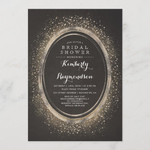 Invitación Purpurina de oro Glam   Elegante Ducha Bridal Vint