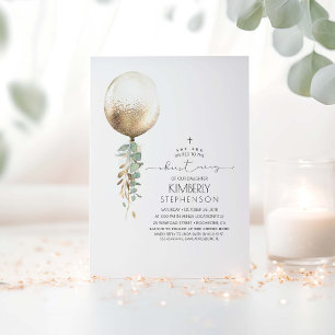 Invitación Purpurina de oro Globo de Verdor Elegante Christen