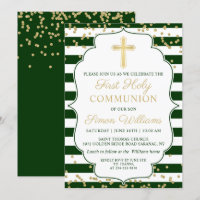 Purpurina de oro Green Striped First Holy Communia