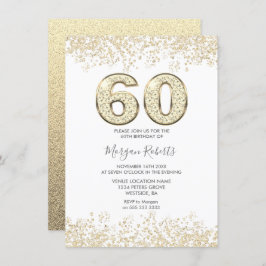 Invitación Purpurina de oro Hombres o Mujeres 60 cumpleaños