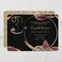 Purpurina de oro Marble de Borgoña 30 cumpleaños