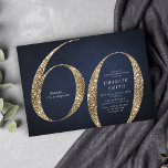 Invitación Purpurina de oro minimalista de la marina moderna<br><div class="desc">Moderna invitación minimalista para la fiesta de cumpleaños número 60 con elegantes detalles de purpurina de oro falso número 60 y los detalles de su fiesta en el clásico estilo serif con fondo azul marino, sencilla y elegante, gran sorpresa invitación para el cumpleaños de un adulto. el color de fondo...</div>