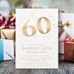 Invitación Purpurina de oro moderno 60 años