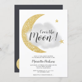 Invitación Purpurina de oro moderno sobre la ducha de bebé es