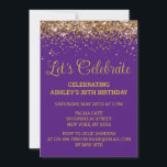 Invitación Purpurina de oro morado 30 cumpleaños celebremos<br><div class="desc">Invitación Purpurina morado y dorado, 30 cumpleaños invitación a fiesta 30, celebremos cualquier edad digital, descarga instantánea Cuarenta y sesenta, personalizado 21 40 50 60, elegante plantilla de hito Sweet 16, Personalizado 18 Glam Golden Confetti, caligrafía de adultos escritura moderna estilo, Moda moderna simple ella, Bling 16ª quinceañera 15ª celebración...</div>