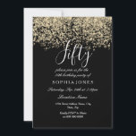 Invitación Purpurina de oro Mujeres hombres negro 50 cumpleañ<br><div class="desc">Purpurina de oro Womans Mens Black 50th cumpleaños Party Matching colección en Niche y Nest store. Diseño Cortesía de Studio Dinamarca</div>