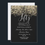 Invitación Purpurina de oro Mujeres hombres negro 50 cumpleañ<br><div class="desc">Purpurina de oro Womans Mens Black 50th cumpleaños Party Matching colección en Niche y Nest store. Diseño Cortesía de Studio Dinamarca</div>