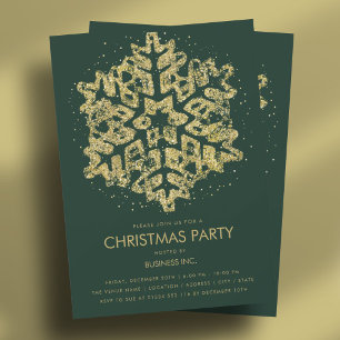 Invitación Purpurina de oro Navidades de copo de nieve Fiesta