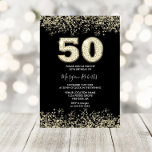 Invitación Purpurina de oro negro hombres mujeres 50 cumpleañ<br><div class="desc">Purpurina de Oro Negro Hombres Mujeres Invitación a la Fiesta de Cumpleaños 50 Hermosa Purpurina de Faux Gold Invitación Confetti. Colección coincidente en Nicho y tienda Nest. Diseño Cortesía de Studio Dinamarca</div>