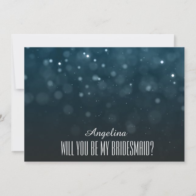 Invitación Purpurina de oro negro ¿Serás mi dama de honor? (Anverso)