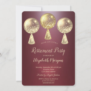 Invitación Purpurina de oro perfora globos de retiro de Borgo