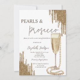Invitación Purpurina de oro perfora perlas Prosecco ducha de 