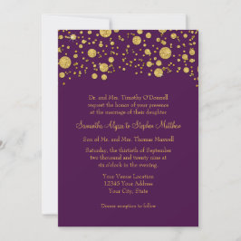 Invitación Purpurina de oro púrpura moderno elegante matrimon