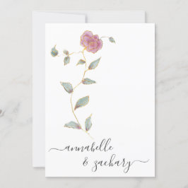 Invitación *~* Purpurina de oro QR SIMPLE RSVP Rosa AR12 Boda