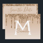 Invitación Purpurina de oro Quinceanera Guardar la fecha<br><div class="desc">Nombre del Monograma de la Quinceanera de la Celebración de la Marcha de Oro y Purpurina de Derivación inicial Guardar la Invitación de la Fiesta de Cumpleaños de la Fecha. Esta invitación es perfecta para el Fiesta Quinceanera Purpurina de la Marcha de Oro que busca celebrar en Oro.</div>
