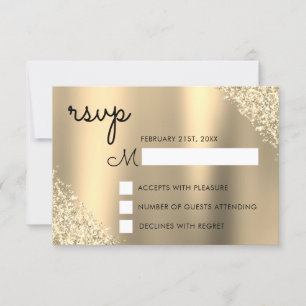 Invitación Purpurina de oro Quinceanera RSVP