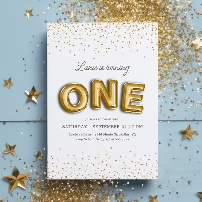 Invitación Purpurina de oro Relieve metalizado Balón Primer c (Subido por el creador)