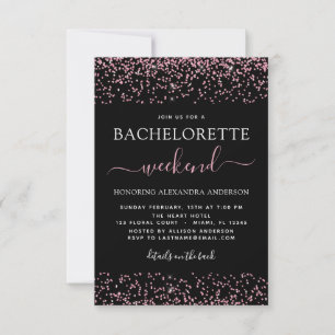 Invitación Purpurina de oro rosa Bachelorette Fiesta de fin d