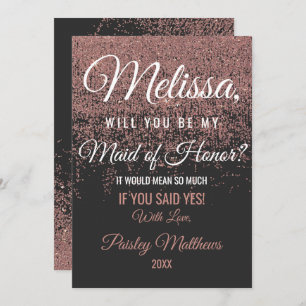 Invitación Purpurina de oro Rosa esparce a doncella negra de 